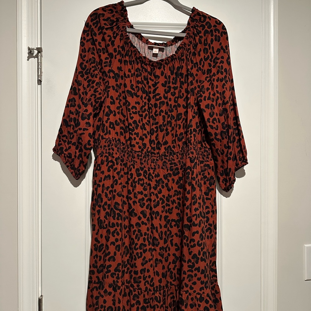 Knox Rose Orange Sundress with Bishop Sleeves and Scoop Neck